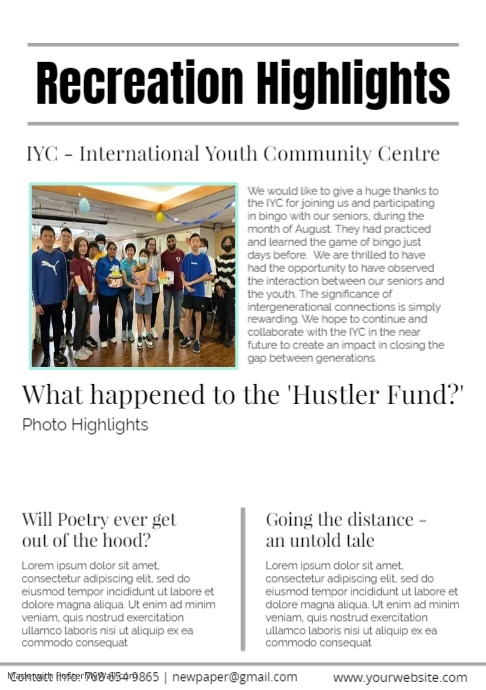 Newsletter - Recreation Section 1 | PosterMyWall