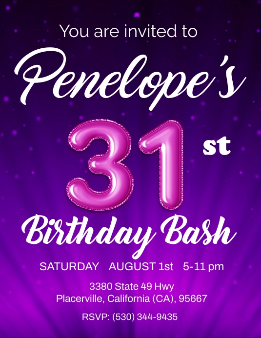 31st birthday Flyer (US Letter) template