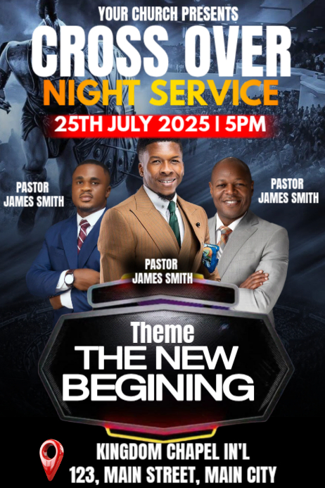 31st crossover night church service 2026 Template | PosterMyWall