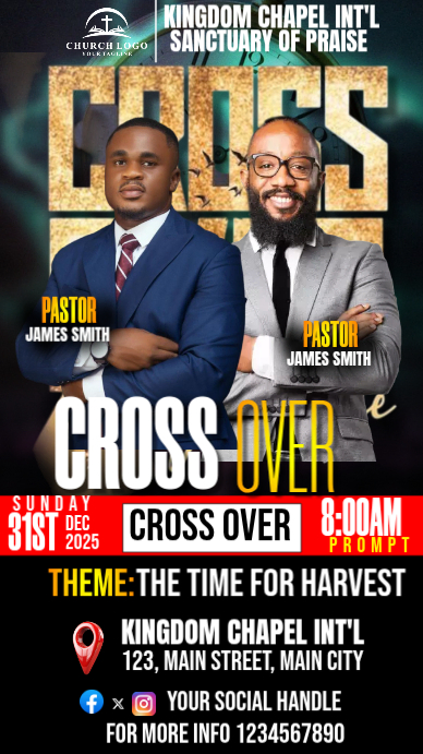 31st crossover night church service 2026 Template | PosterMyWall