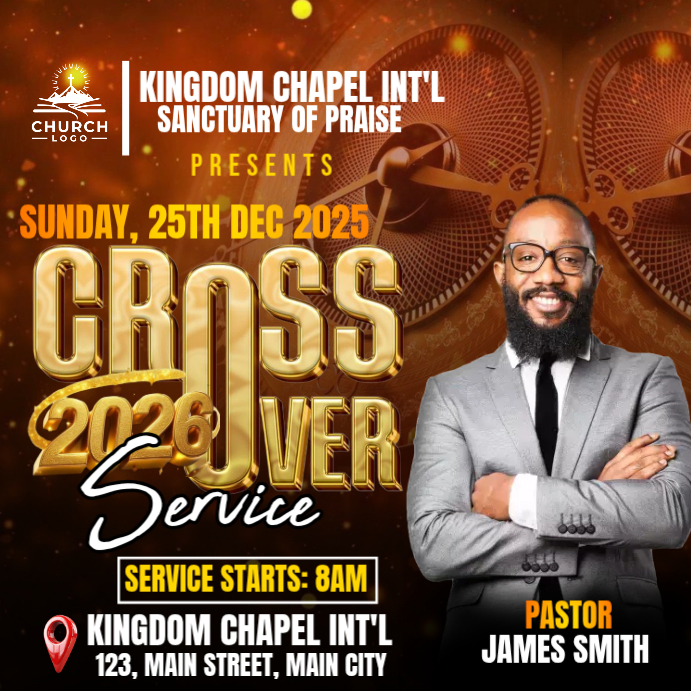 31st crossover night church service 2026 templaat | PosterMyWall