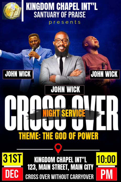 31st crossover night church service 2026 Template | PosterMyWall