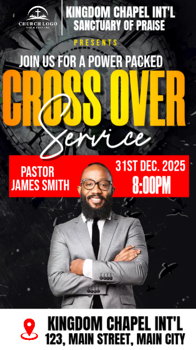 31st crossover night church service 2026 Template | PosterMyWall