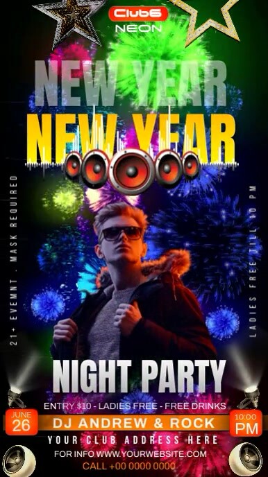 31st dec fireworks night party Template | PosterMyWall