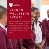 Czerwony Burgundy students well-being flyer design template Logo