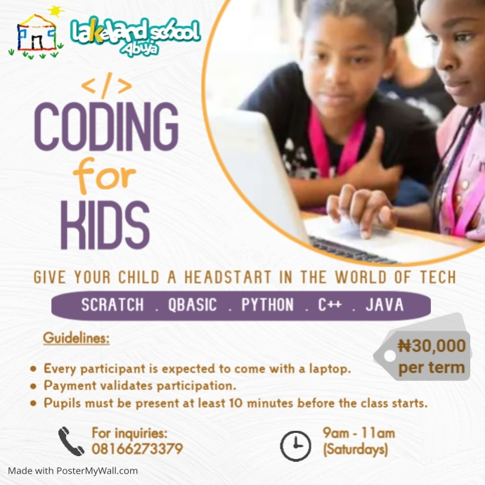 Computer Programing Coding classes for kids Instagram Post template