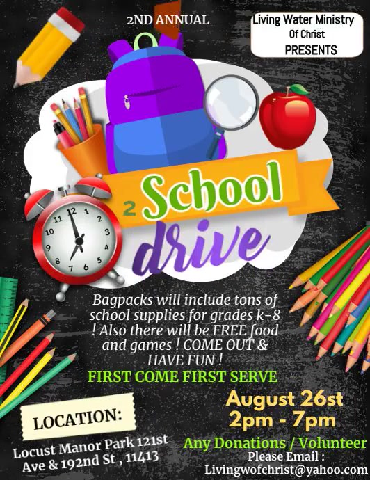 Back to School, School supply drive Flyer (US Letter) template