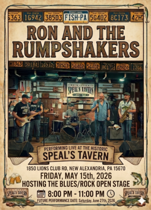 Ron and the RumpShakers host Blues/Rock Open Stage at Speal's Tavern