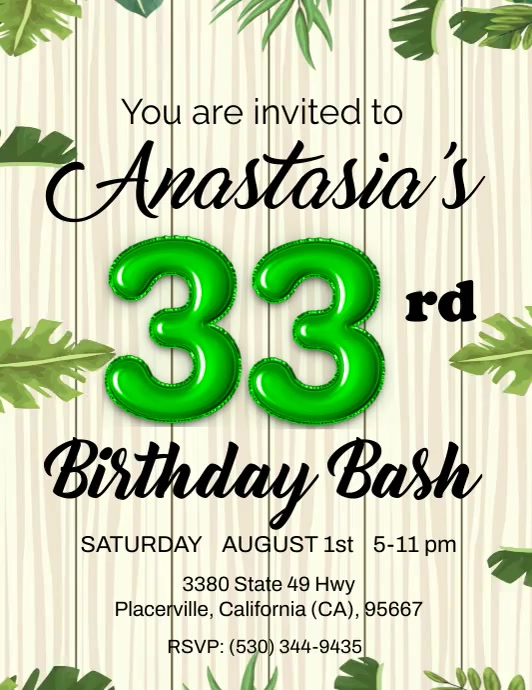 33rd birthday Flyer (US Letter) template