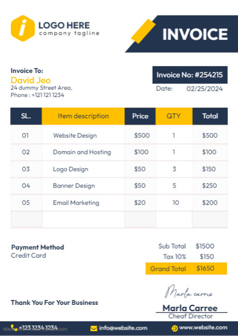 Modern corporate business invoice template