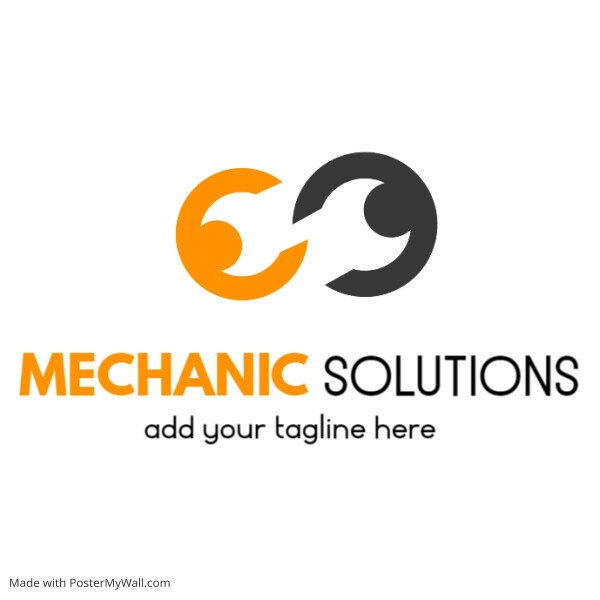 Repair shop logo orange and black