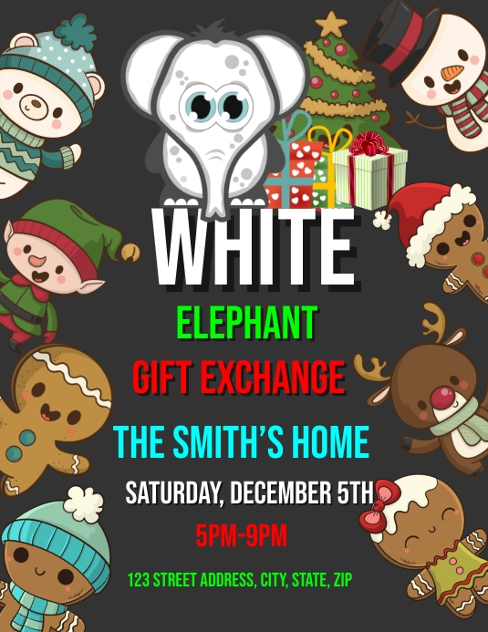 White Elephant Gift Exchange Event Template PosterMyWall