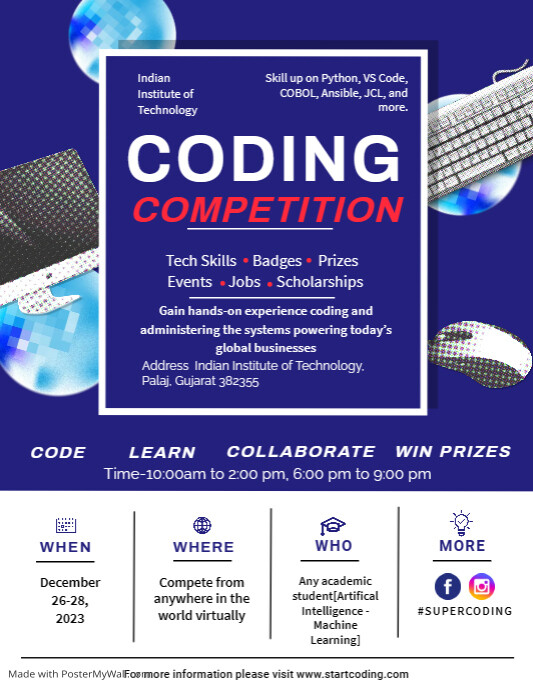 Blue Coding Competition Flyer Template | PosterMyWall