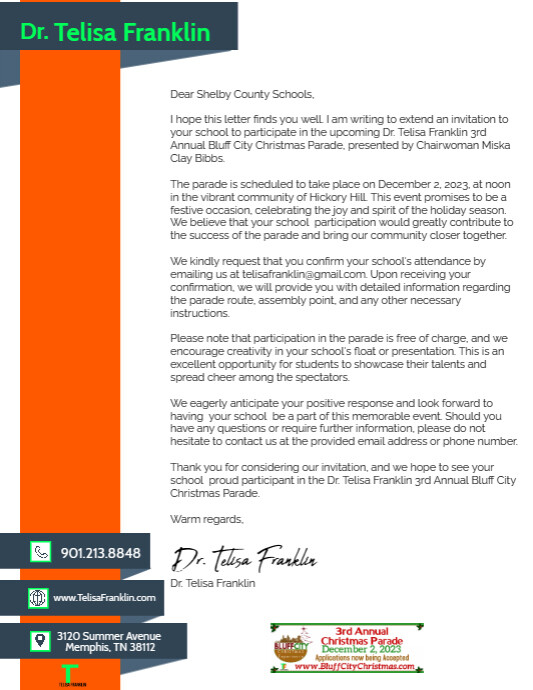 Invitation to Participate in the Dr. Telisa Franklin 3rd Annual Bluff