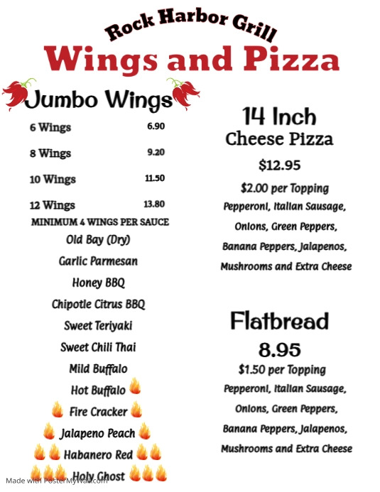 Pizza and Wings Menu PosterMyWall