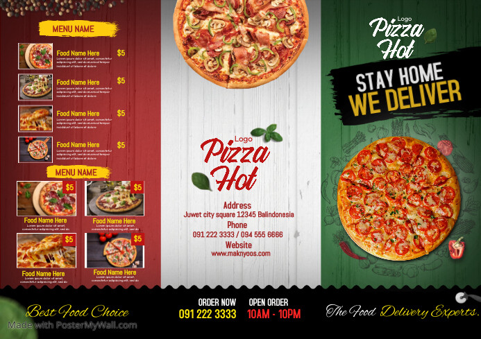 Trifold Pizza Menu