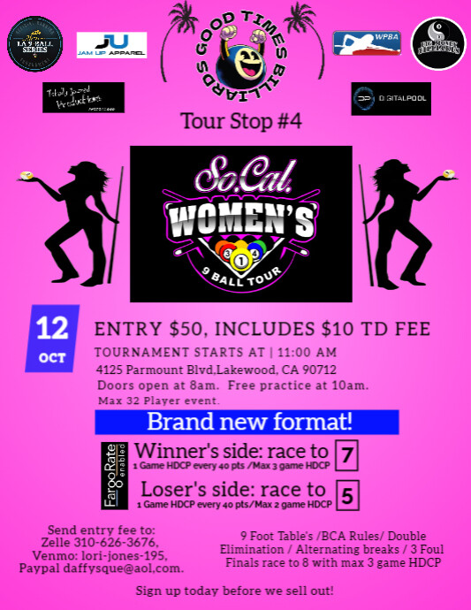 9 ball tour (Tournament Flyer) Good Times 2024 template
