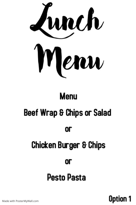 Copy of Simple printable black and white menu template | PosterMyWall