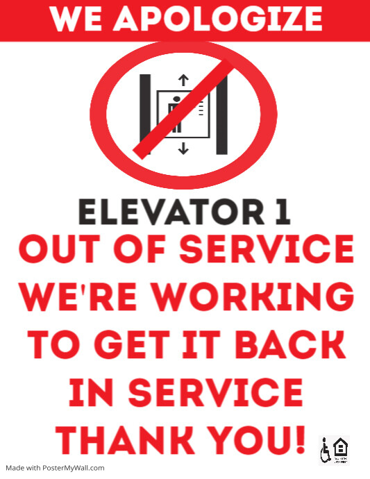 Elevator out of order door sign a4 printable | PosterMyWall