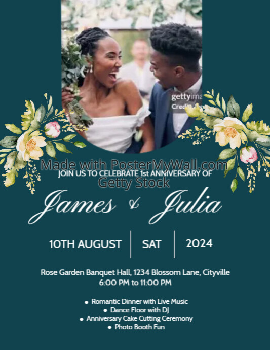 Black couple anniversary flyer template
