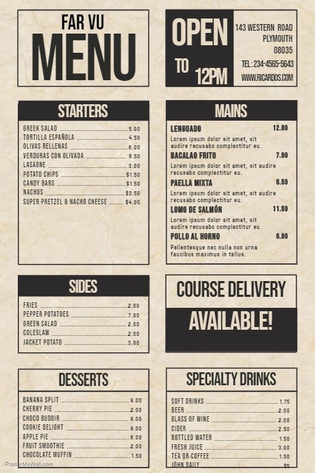 Copy of Simple Restaurant Menu Template | PosterMyWall