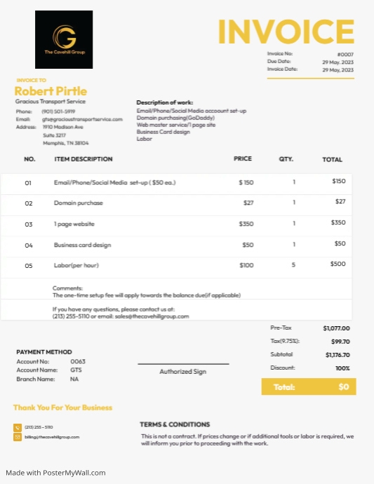 Copy of Creative Design Invoice Template (2) | PosterMyWall