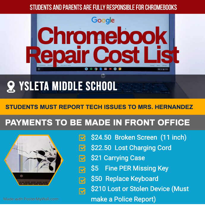 CHROMEBOOK FEE LIST PosterMyWall