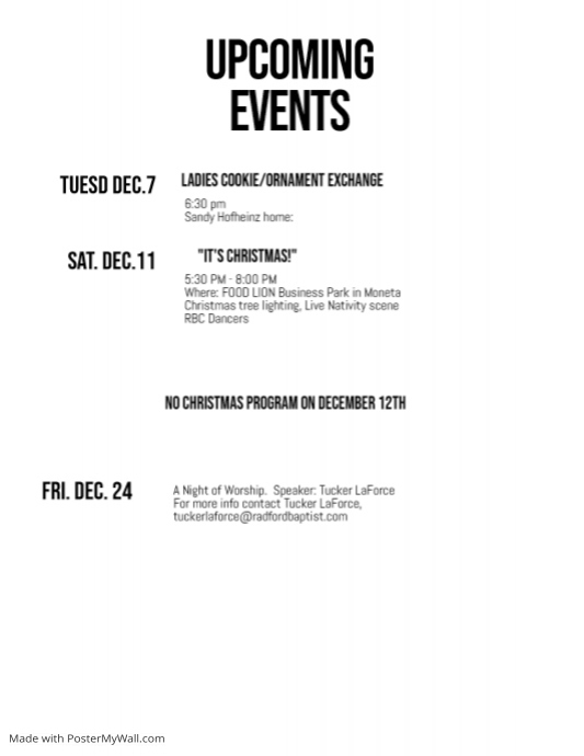 Copy of Copy of Upcoming Events Schedule Flyer | PosterMyWall