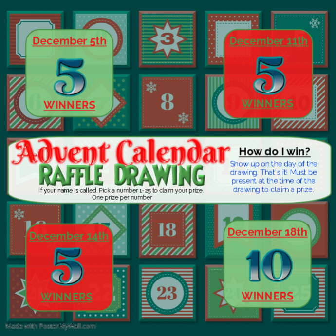 Advent Raffle CHRISTMAS ADVENT CALENDAR RAFFLE | PosterMyWall