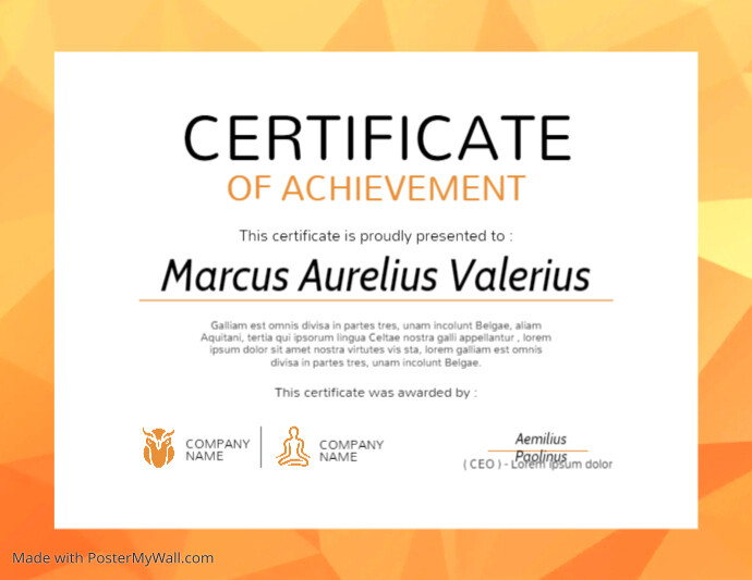Certificate of achievement