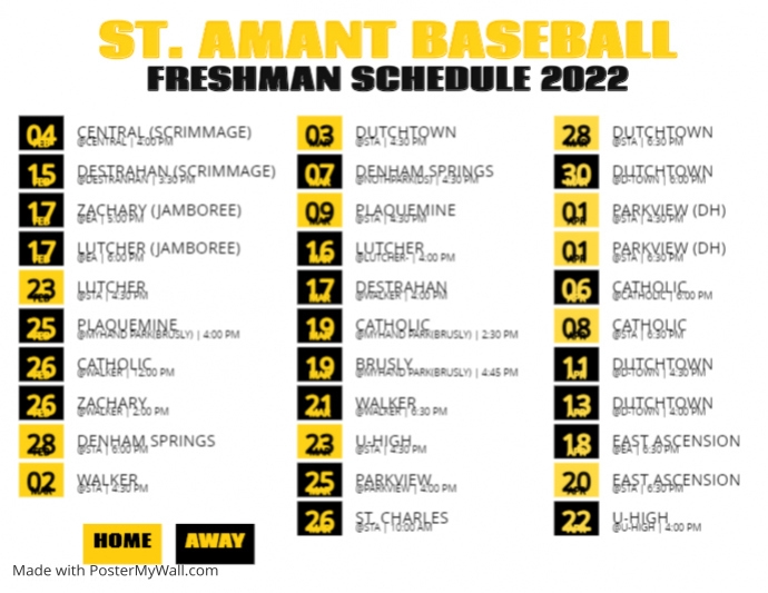 Freshman baseball schedule 2022 PosterMyWall