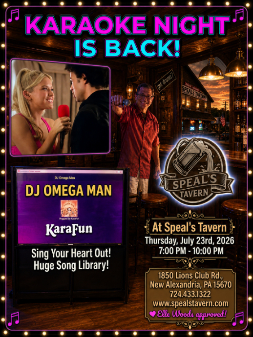 Karaoke with DJ Omega Man at Speal's Tavern