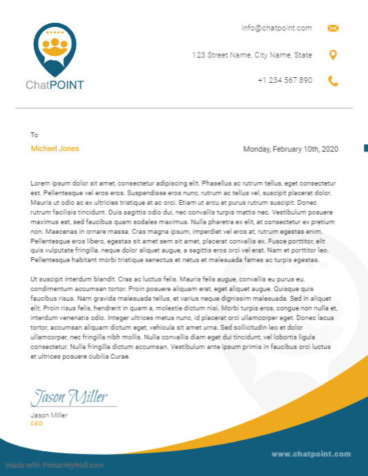 Modern Blue and Mustard Corporate Letterhead