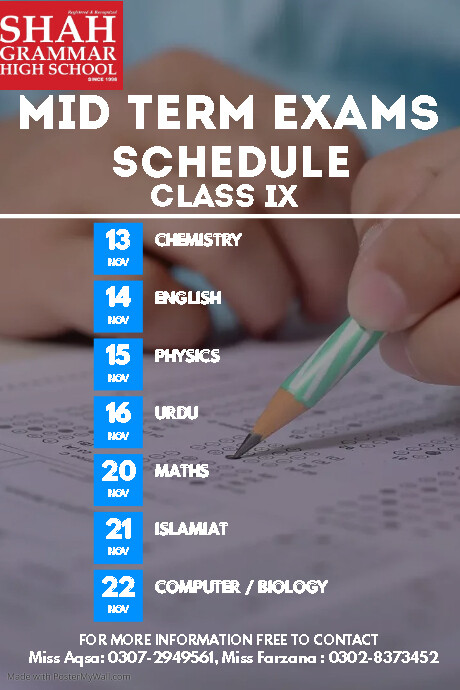 Final Exams Schedule Template Poster