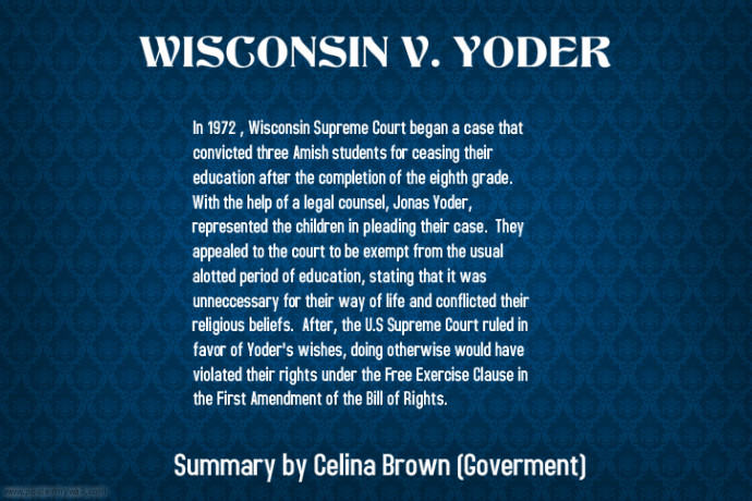 Copy Of Wisconsin V Yoder Summary By Celina Brown Government Postermywall