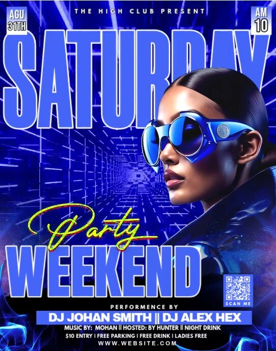 3d 3d Saturday Weekend party Poster/wallboard Template | PosterMyWall