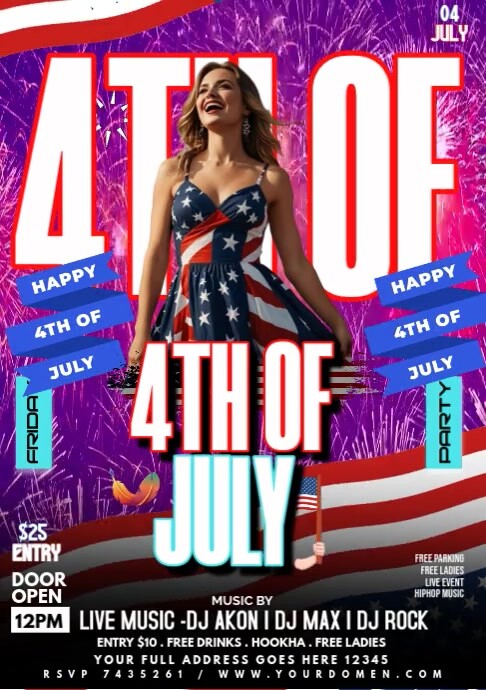3d 4th Of July Celebration A4 template