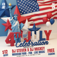 3D 4th of July Celebration Instagram Post template