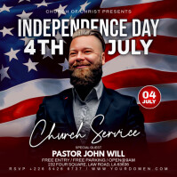 3d 4th Of July Church Service  Square (1:1) template
