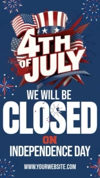 3d 4th Of July Closure Notice Instagram Story template
