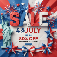 3D 4th of July Sale Instagram Post Instagram-opslag template