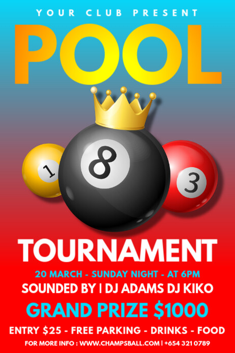 Copy of 3d 8 Pool Tournament Poster | PosterMyWall