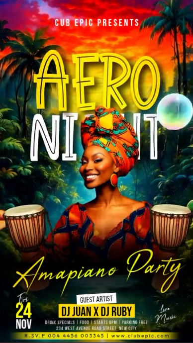 Afro Night Party Instagram Reel Template | PosterMyWall