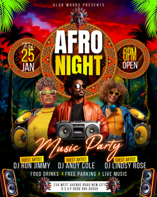 Copy of 3d Afro Night Club Music Dj Party Afrobeats Festival Fusion ...
