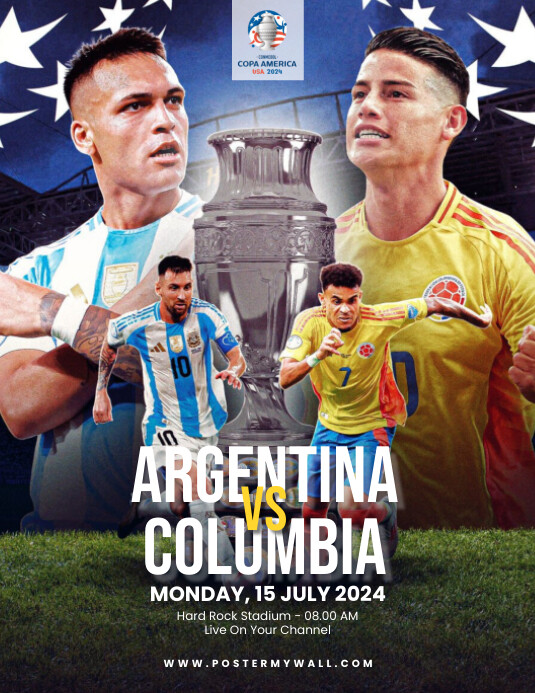3d Argentina Vs Columbia Copa Ameria 2024 Fly Flyer (US Letter) template