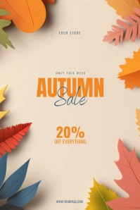 3d Autumn Sale Poster template