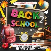 3d Back To School Square (1:1) template