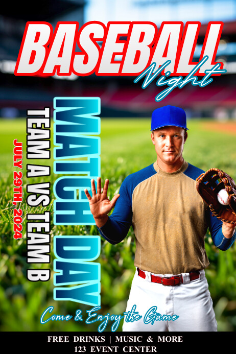 Plantilla de 3d Baseball Template Poster | PosterMyWall