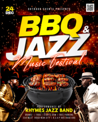 3d Bbq And Jazz Music Festival Live Saxophone Performance Concert Background Invitation Flyer Templa Instagram Portrait template