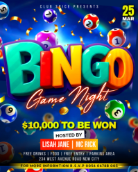 3d Bingo Bash Game Night Gambling Casino Lounge Club Invitation Advertisement Flyer Template Instagr Instagram Portrait
